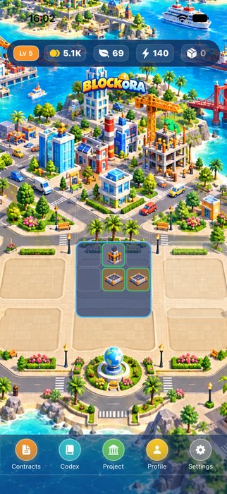 Island overview with six building plots